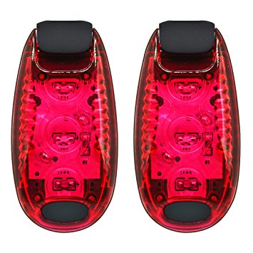 Kootek LED Safety Light Red Flashing with Free Clip on Velcro Straps Sport Running Warning Strobe Tail Lights for Dog Collar, Walking, Cycling, Bike, Helmet, Batteries Included [2 Pack]
