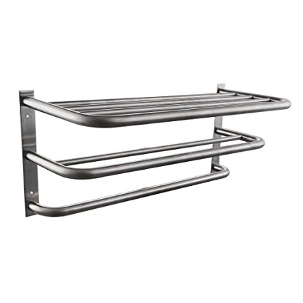 KES SUS304 Stainless Steel Towel Shelf with Bars Wall Mount Minimalist Brushed Finish, BTR200S3-2