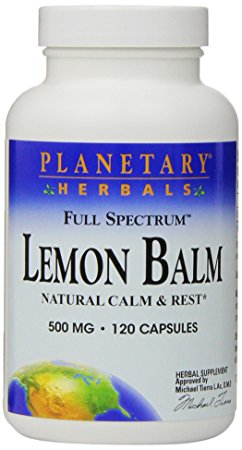 Planetary Herbals Lemon Balm Full Spectrum 500mg,  Natural Calm and Rest, 120 Capsules