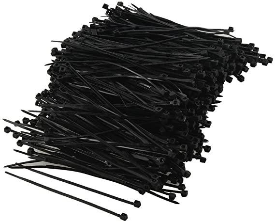 Rienar 1000Pcs Cable Tie Plastic Zip Fasten Wrap 80mm x 2mm(Black )