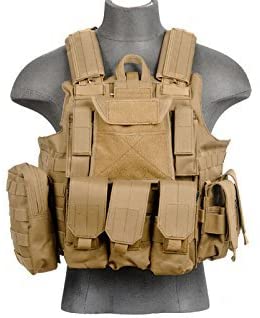 LT 303T MOLLE PALS Military Training Hunting Gaming Vest with Web Modular System Tan FDE Fit Small Medium Large Sizes