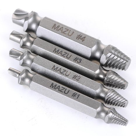 Damaged Screw Remover and Extractor Set by MAZU - Set of 4 Stripped Screw Removers and Bolt Extractor
