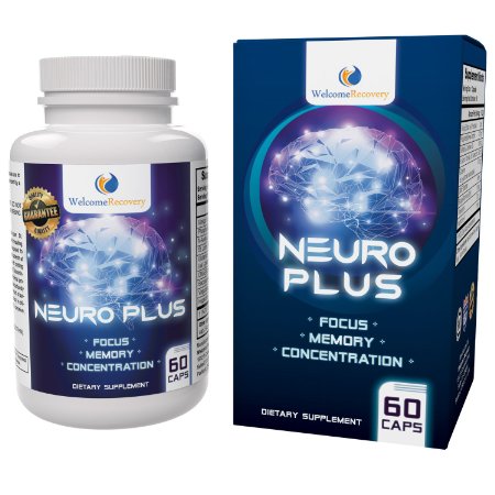 Neuro Plus Brain Supplement Nootropic - Boosts Memory, Focus & Concentration - Enhances Mood - Designed for Men and Women - Promotes Superior Brain Function & Mind Clarity - 60 Capsules