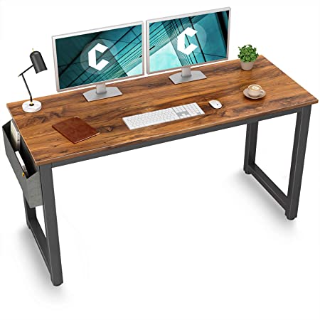 Cubiker Computer Desk 55" Modern Sturdy Office Desk Large Writing Study Table for Home Office with Extra Strong Legs, Dark Rustic