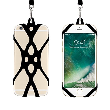 Remeel Phone Lanyard Strap with Universal Silicone Case Holder for iPhone 7 iPhone 7plus iPhone 6 iPhone 6s and Even All Size Smartphone (Black)