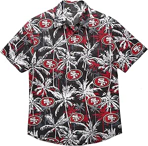 FOCO Men's NFL Team Logo Floral Aloha Tropical Button Up Shirt