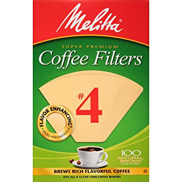 Melitta FBA_624602 food, No. No. 4 Cone Natural Brown Paper Coffee Filter,