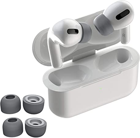 AirFoams Pro Foam Ear Tips for Airpods Pro. Premium Memory Foam Ear Tips. Stays in Your Ears. No Silicone Ear tip Pain. All Day Comfort. (2 Medium/Large, Space Gray)