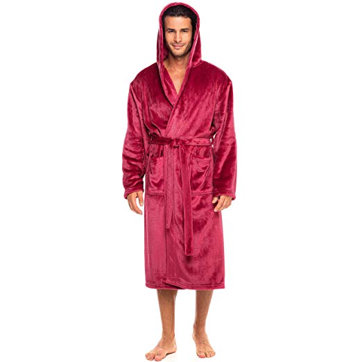 Lord & Lane Luxurious Men’s Plush Fleece Robe with Hood Warm & Cozy Bathrobe