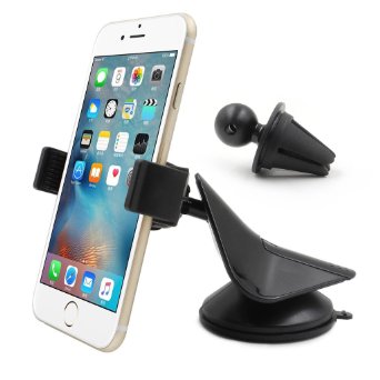Car Mount INCART8482 3 in 1 Universal 360 Dashboard Air Vent Windshield Car Phone Mount Holder Cradle for iPhone Samsung Nexus Motorola Sony HTC Droid LG and Other Smartphones Black