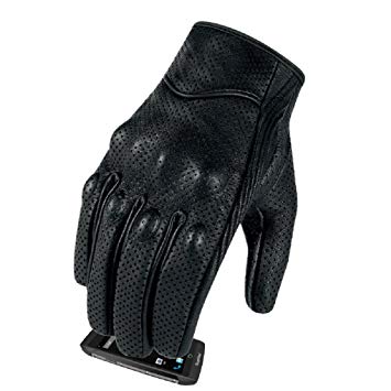 Full finger Goat Skin Leather Touch Screen Motorcycle Gloves Men/Women S,M,L,XL,XXL (Perforated, XL)