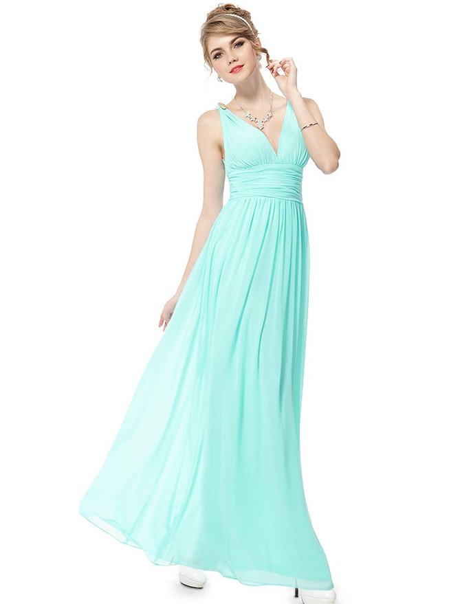 Ever Pretty Elegant V-neck Long Chiffon Crystal Maxi Evening Dress 09016