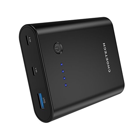 CHOETECH [Quick Charge 3.0] 10400mAh Portable Charger with Dual QC 3.0 Input (USB C Micro-USB), 10400mAh External Battery Power Bank for Galaxy S8/S8 Plus, S7/S7 Edge, LG G6, V20, G5, HTC 10 and More