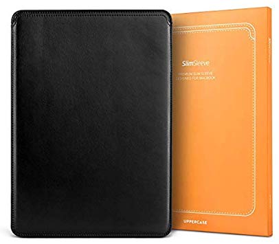 UPPERCASE SlimSleeve Premium Vegan Leather Sleeve Pouch Case with Form Fitting Design (MacBook Pro 16" A2141 (2019 ), Black)