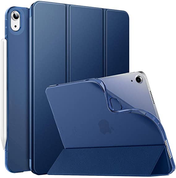 MoKo Case Fit New iPad 10.9 inch, iPad Air 4th Generation Case 2020, Smart Trifold Stand Slim Folio Case with Soft TPU Frosted Translucent Back Cover Fit iPad Air 4 2020, Auto Wake/Sleep, Navy Blue