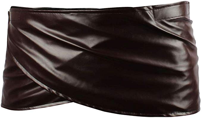 Angelaicos Unisex Short Faux Leather Brown Miniskirts