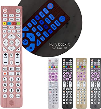 GE Backlit Universal Remote Control for Samsung, Vizio, LG, Sony, Sharp, Roku, Apple TV, RCA, Panasonic, Smart TV, Streaming Players, Blu-Ray, DVD, Simple Setup, 6-Device, Rose, 47505