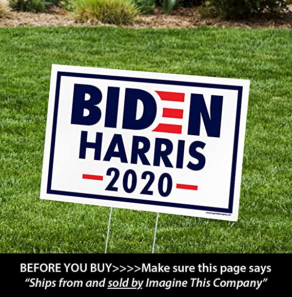 ITC Biden/Harris for President 2020 Yard Signs with H-Frames 12"x18" (Harris Logo)