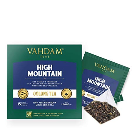 VAHDAM, High Mountain Oolong Tea Bags, 100 Count | 100% Detox Tea | Oolong Tea for Weight Loss | Detox Tea | Oolong Tea Bags 100 Count | Brew Hot, Iced or Kombucha Tea | Packed at Source in India