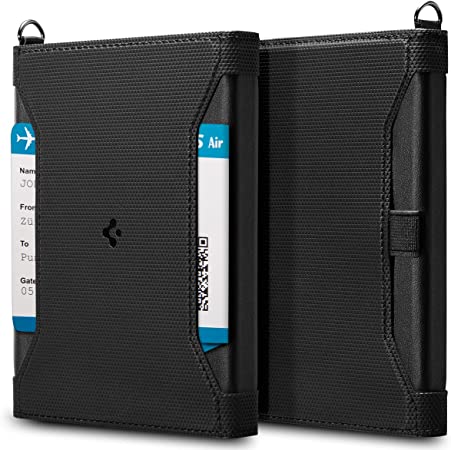 Spigen Passport Card Holder Passport Wallet Travel Documents Organizer Protector Passport Holder Travel Accessories with RFID Blocking Technology SIM Card Pin Included - Black