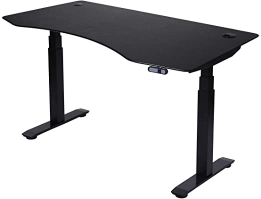 ApexDesk Flex Series 60" Electric Height Adjustable Standing Desk with Memory Controller, Curved 60" Black Top and Black Frame