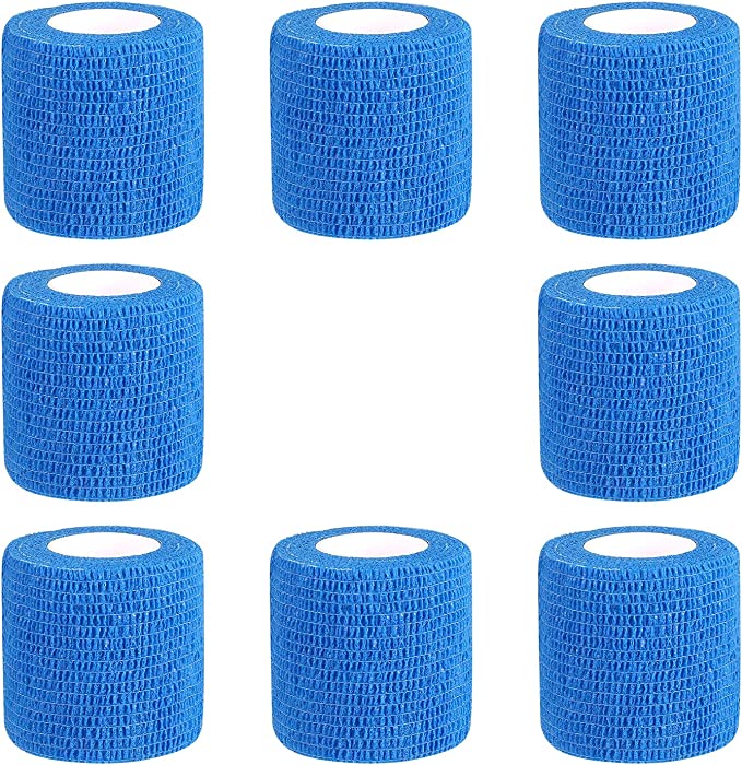 Bandage Wrap 8 Pack 2”x 5 Yards Self Adhesive Bandage Wrap Breathable Cohesive Bandage Wrap Rolls Athletic Elastic Self Adherent Wrap for Sports Injury,Wrist, Knee, Ankle Sprains and Swelling(Blue)