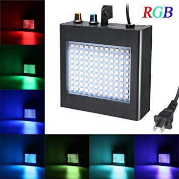 Disco Lights, SOLMORE 108 RGB LED Strobe Lights Auto Sound Activated DJ Party Lights Adjustable Flash Speed Control for Stage Lighting Wedding Show Club Pub Parties AC 90-240V 25W