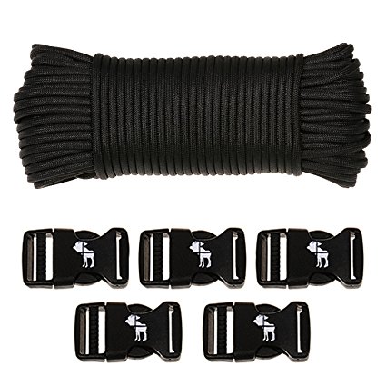 The Friendly Swede 110 Feet Military Grade Paracord Rope (550 Lb) with 5 Buckles Included - LIFETIME WARRANTY