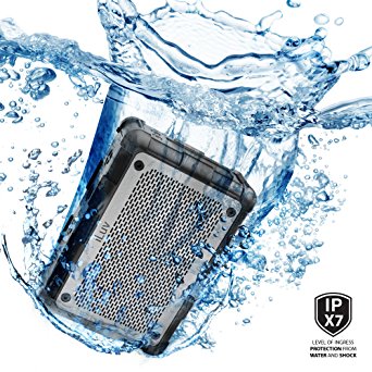 iLuv IPX7 Rated Portable Floating Waterproof Bluetooth Speaker with Ultra Powerful 2 Speakers, One Bass Booster, 8 Hour Playtime, Rugged Design, Aux-in Port, and Hands-free Function (Black)