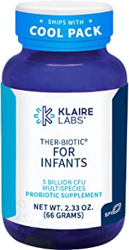 Klaire Labs Ther-Biotic Infant Probiotic Powder - Gut & Immune Support Baby Probiotics - Bifidobacterium Infantis & More - Hypoallergenic, Dairy-Free - Mix with Breast Milk or Food (120 Servings)