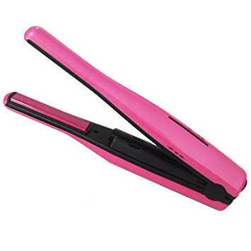 Cordeless Hair Straightener and Curling Irons,Vshow Rechargeable Flat Iron Portable Mini Travel Straightening Iron Ceramic Curler with with Power Bank Function,USB Port Charging - Pink