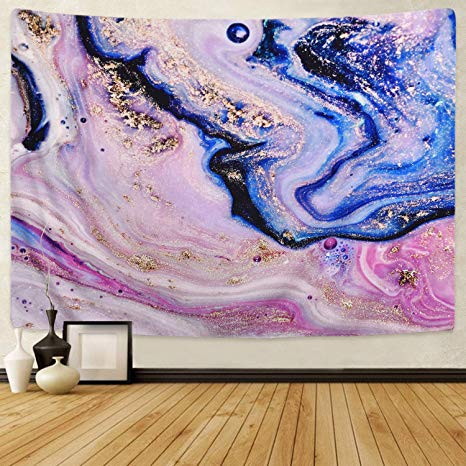 Sevenstars Psychedelic Art Gold Tapestry Colorful Natural Luxury Gouache Landscape Tapestry Trippy Tapestry Wall Hanging