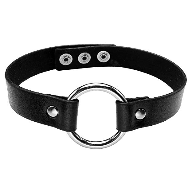 Jovivi Punk Vintage Choker Punk Emo O-Ring Leather Collar Necklace