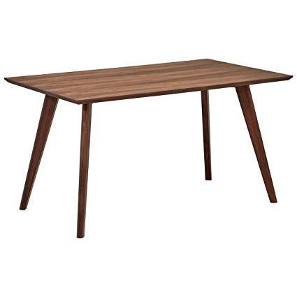 Rivet Mid-Century Minimalist Dining Table, 53.1" W, Walnut