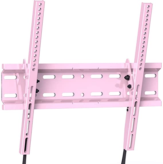 Tilting TV Wall Mount Bracket Low Profile for Most 23-55 Inch LED, LCD, OLED, Plasma Flat Screen TVs with VESA 400x400mm Weight up to 115lbs by PERLESMITH, Pink PSMTK1P