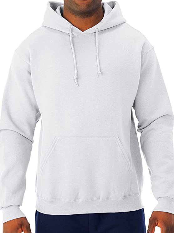 Jerzees Mens White Adult Pullover Hooded Sweatshirt