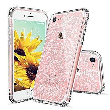 iPhone 8 Case, iPhone 7 Case, iPhone 7 Case Clear, MOSNOVO White Floral Garden Flower Pattern Printed Clear Design Plastic Back with TPU Bumper Protective Cover for iPhone 7 (2016) / iPhone 8 (2017)