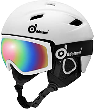 Odoland Snow Ski Helmet and Goggles Set, Sports Helmet and Protective Glasses - Shockproof/Windproof Protective Gear for Skiing, Snowboarding, Snow Sport Helmet