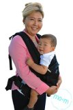 Mom Classic Cotton Baby Carrier Black - Soft Structured Ergonomic Sling w Mesh Cooling Vent Hood and Pockets - Great Gift for New Moms
