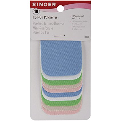 Singer 2-inch-by-3-inch Iron-On Patches, Light Assortment, 10 per package