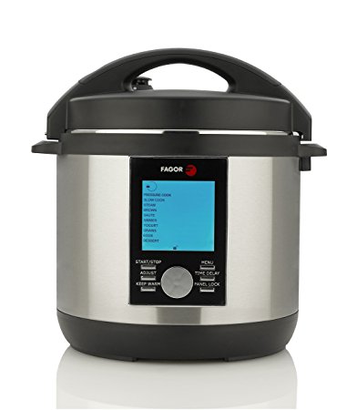Fagor LUX LCD Multi-Cooker, 4 Quart - Digital Pressure Cooker, Slow Cooker, Rice Cooker and Yogurt Maker with 33 Cooking Programs - Stainless Steel - 935010073