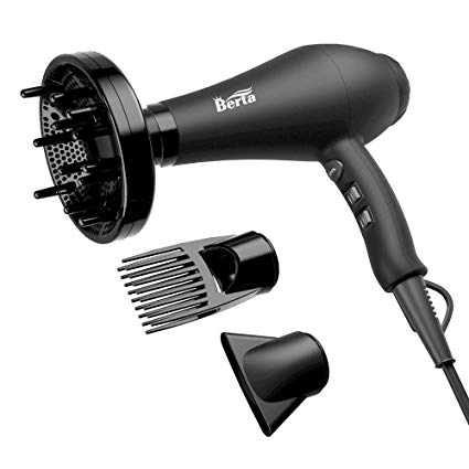 2nd Generation Pro Salon 1875W Fast Drying Hair Dryer Low Noise Ionic Ceramic Blow Dryer 2 Speed and 3 Heat Settings Ac Infrared Heat with Concentrator, Diffuser and Comb, Black