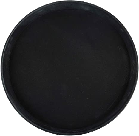 Winco Round Fiberglass Tray with Non-Slip Surface, 11-Inch, Black