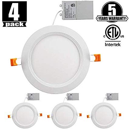6 Inch Slim LED Downlight Dimmable 12W (=100W) LED Recessed lighting, 950LM 5000K Daylight White cETLus listed Recessed Trim Ceiling Light Fixture 4 Pack 5000K Daylight