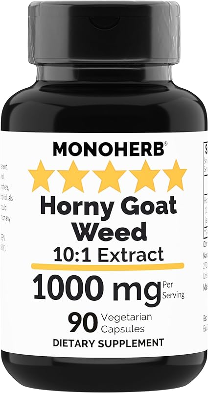 MONOHERB Horny Goat Weed Extract 1000 mg - 90 Vegetarian Capsules