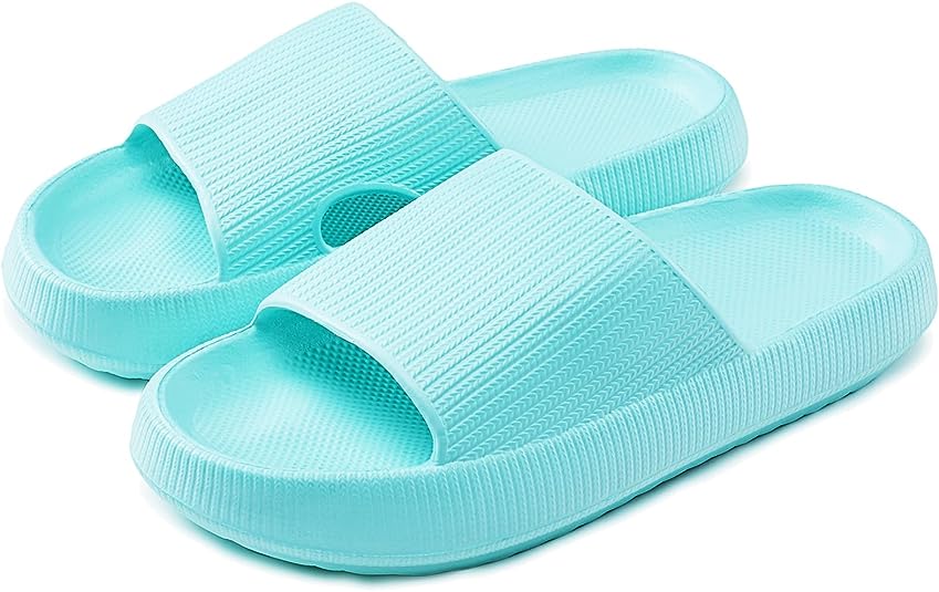 rosyclo Cloud Slippers for Women and Men, Massage Shower Bathroom Non-Slip Quick Drying Open Toe Super Soft Comfy Thick Sole Home House Cloud Cushion Slide Sandals for Indoor & Outdoor Platform Shoes