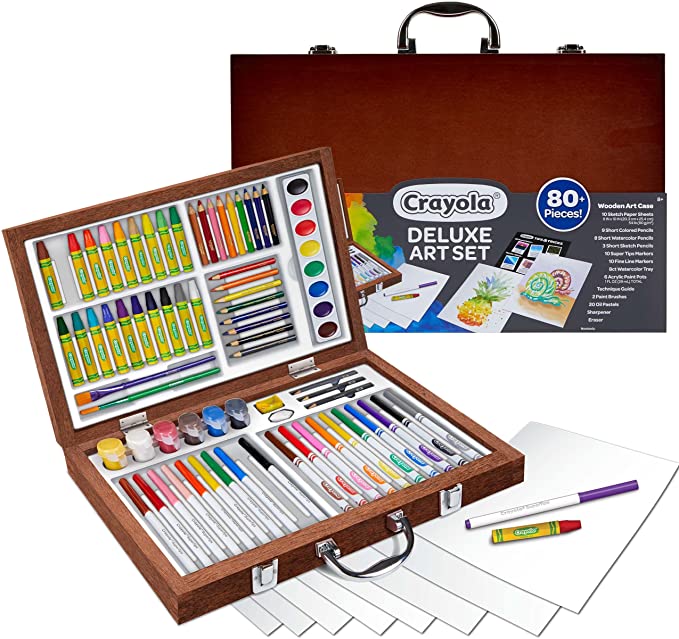 Crayola Wooden Art Set, Over 75 Pieces, Gift for Kids, 8, 9, 10, 11