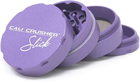 Cali Crusher OG Slick 2" Non-Stick Hard Top Herb Grinder - #1 Best Ceramic Food Safe Premium 4 Piece Grinder (Purple)