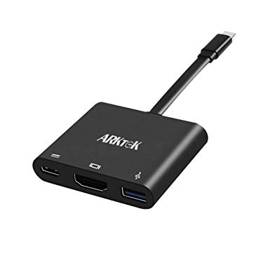 ARKTEK USB-C to HDMI Adapter with USB 3.0 Data Port and USB Type C Pass-Through Charging 3-in-1 Cable Adapter for MacBook Pro 2018/2017 MacBook Air 2018 iPad Pro Surface Book 2 Samsung S9 and More