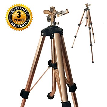 Brass Impact Tripod Sprinkler with Heavy Duty Brass Impact Sprinkler (25-48" w/head)